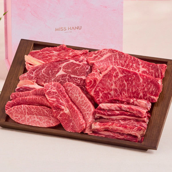 (신선집중) 1++NO.9 등급 한우 선물세트 1.4kg 구이모듬 등심 채끝 갈비살 부채살 시그니처2호 x2