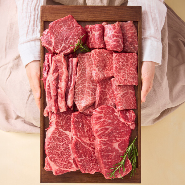 (신선집중) 1++NO.9 등급 한우 선물세트 1.4kg 구이모듬 등심 채끝 갈비살 부채살 시그니처2호 x2